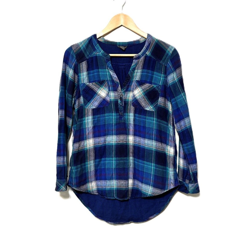 Eddie Bauer Plaid High-Low Long Sleeve, Size Small